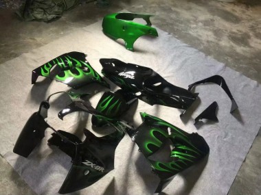 Cheapest 2000-2001 Glossy Black Green Flame Kawasaki ZX9R Motorcyle Fairings Canada