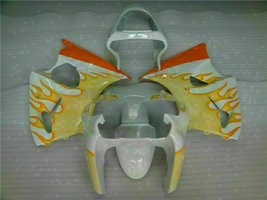 Cheapest 2000-2002 White Yellow Flame Kawasaki ZX6R Bike Fairings Canada
