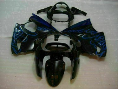 Cheapest 2000-2002 Black with Blue Flame Kawasaki ZX6R Motorbike Fairings Canada