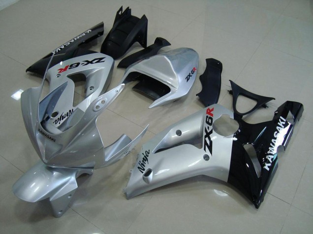 Cheapest 2003-2004 Silver Black Kawasaki ZX6R Motorcycle Fairing Kit Canada