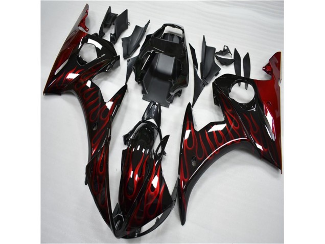 Cheapest 2003-2005 Black Red Flame Yamaha YZF R6 Motorcycle Fairing Canada Cheapest 2003-2005 Black Red Flame Yamaha YZF R6 Motorcycle Fairing Canada