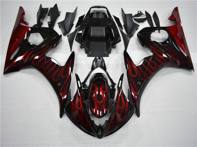 Cheapest 2003-2005 Black Red Flame Yamaha YZF R6 Motorcycle Fairing Canada Cheapest 2003-2005 Black Red Flame Yamaha YZF R6 Motorcycle Fairing Canada