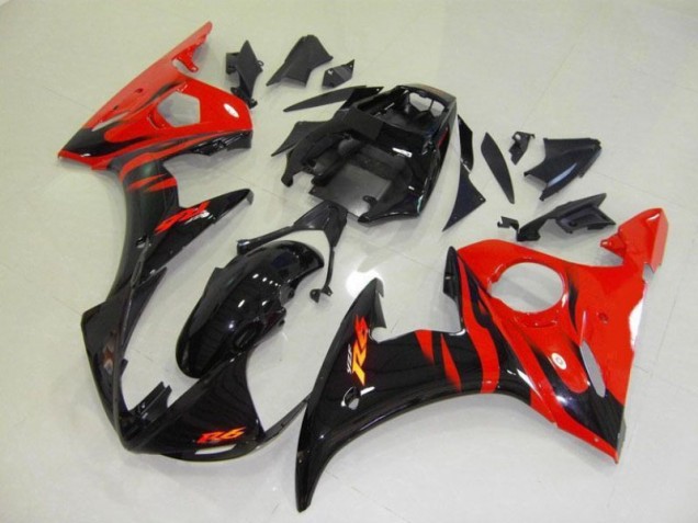 Cheapest 2003-2005 Black Red Flame Yamaha YZF R6 Bike Fairing Kit Canada