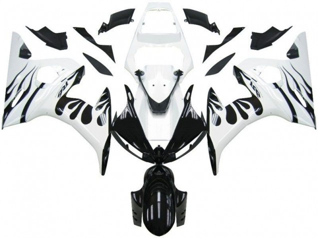 Cheapest 2003-2005 White Flame Black Yamaha YZF R6 Motorcycle Fairings Kits Canada Cheapest 2003-2005 White Flame Black Yamaha YZF R6 Motorcycle Fairings Kits Canada