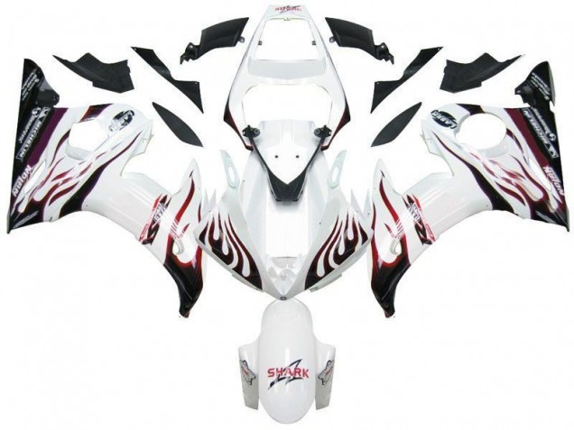 Cheapest 2003-2005 White Black Red Flame Yamaha YZF R6 Motorcycle Fairings Canada Cheapest 2003-2005 White Black Red Flame Yamaha YZF R6 Motorcycle Fairings Canada