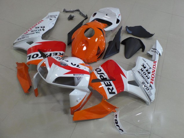 Cheapest 2005-2006 Orange White Repsol Honda CBR600RR Motorbike Fairings Canada