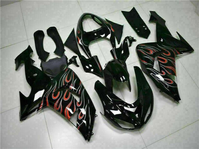 Cheapest 2006-2007 Black Red Flame Kawasaki ZX10R Motorcyle Fairings Canada Cheapest 2006-2007 Black Red Flame Kawasaki ZX10R Motorcyle Fairings Canada