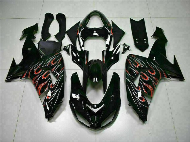 Cheapest 2006-2007 Black Red Flame Kawasaki ZX10R Motorcyle Fairings Canada Cheapest 2006-2007 Black Red Flame Kawasaki ZX10R Motorcyle Fairings Canada