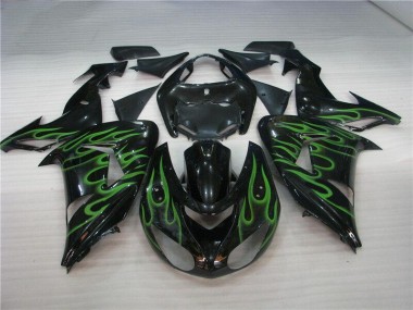 Cheapest 2006-2007 Black Green Flame Kawasaki ZX10R Motorcycle Fairing Canada