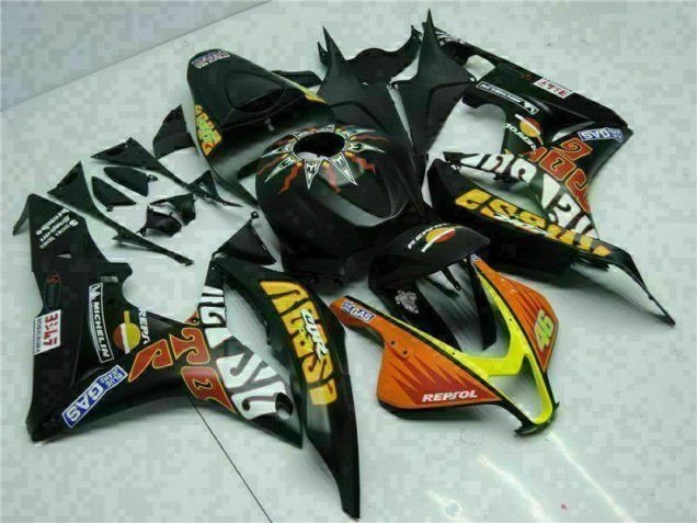 Cheapest 2007-2008 Black Yellow Repsol 46 Honda CBR600RR Motorcycle Bodywork Canada