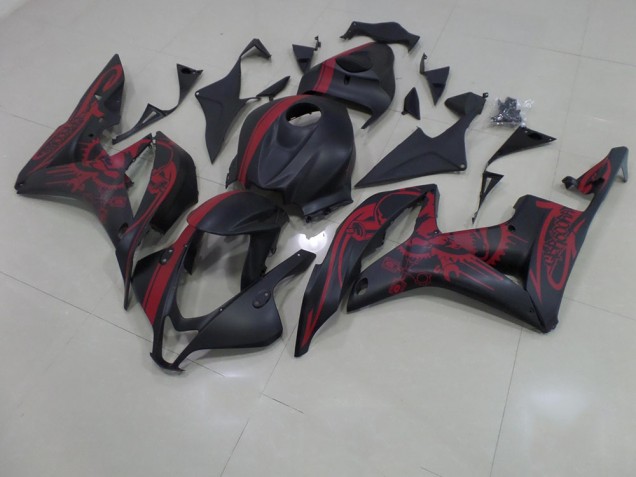 Cheapest 2007-2008 Matte Black Red Skull with Stripe Honda CBR600RR Motorcycle Fairing Canada