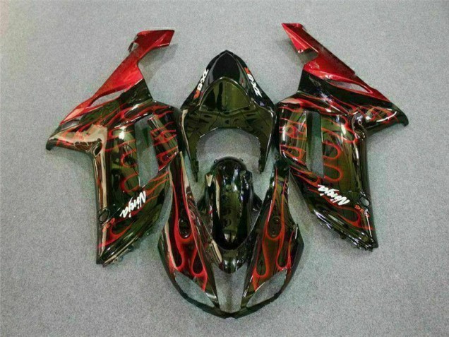 Cheapest 2007-2008 Black Red Flame Kawasaki ZX6R Motor Bike Fairings Canada Cheapest 2007-2008 Black Red Flame Kawasaki ZX6R Motor Bike Fairings Canada