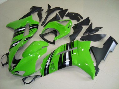 Cheapest 2007-2008 Green and Silver Stripe Kawasaki ZX6R Motorcycle Fairings Kits Canada