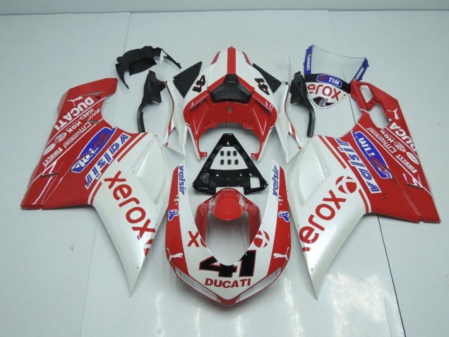 Cheapest 2007-2014 Pearl White New Xerox Ducati 848 1098 1198 Motorbike Fairing Kits Canada
