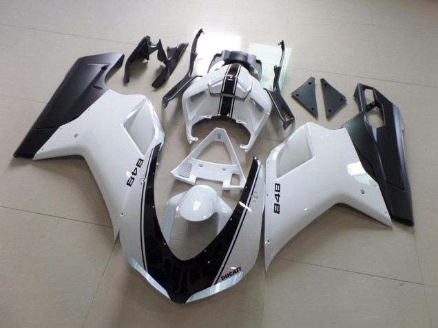 Cheapest 2007-2014 White and Black Stripe Ducati 848 1098 1198 Replacement Fairings Canada