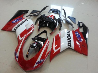 Cheapest 2007-2014 Red White Ducati 848 1098 1198 Motorcycle Fairing Kit Canada