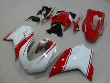 Cheapest 2007-2014 White and Red Racing Version Ducati 848 1098 1198 Motorbike Fairing Canada