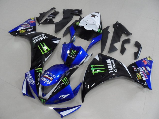 Cheapest 2009-2011 Blue Black Monster Yamaha YZF R1 Bike Fairings Canada Cheapest 2009-2011 Blue Black Monster Yamaha YZF R1 Bike Fairings Canada