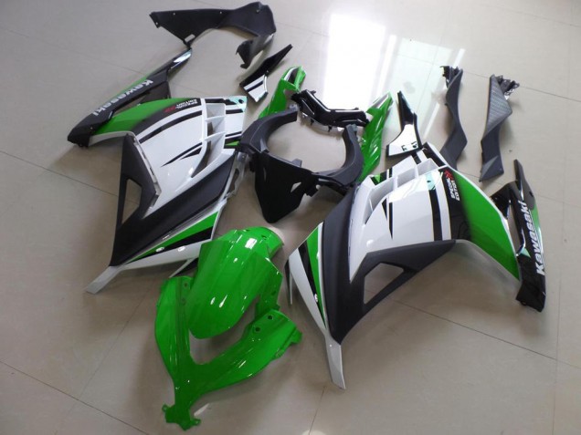 Cheapest 2013-2016 Green Black and White Kawasaki ZX300R Motorcycle Fairing Canada
