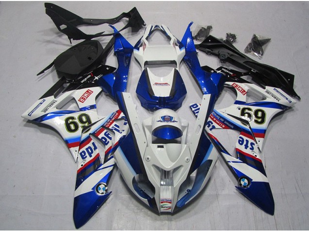 Cheapest 2009-2014 White Blue Sterilgarda 69 BMW S1000RR Motor Fairings Canada