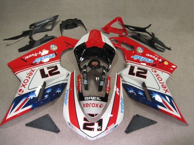 Cheapest 2007-2014 Red White Breil Xerox 21 Ducati 1098 Motorbike Fairings Canada