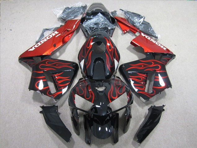 Cheapest 2005-2006 Black Red Flame Honda CBR600RR Motorcycle Fairings Kits Canada