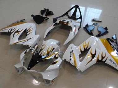Cheapest 2002-2013 White Gold Flame Honda VFR800 Bike Fairings Canada