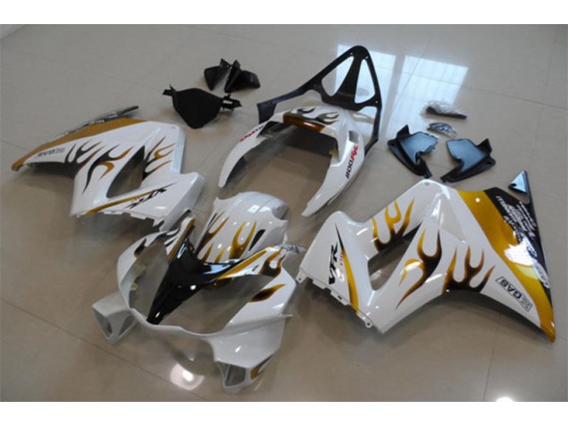 Cheapest 2002-2013 White Gold Flame Honda VFR800 Bike Fairings Canada Cheapest 2002-2013 White Gold Flame Honda VFR800 Bike Fairings Canada