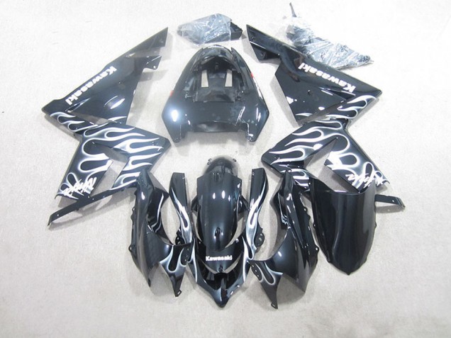 Cheapest 2003-2005 Black White Flame Kawasaki ZX10R Motorcycle Fairings Canada Cheapest 2003-2005 Black White Flame Kawasaki ZX10R Motorcycle Fairings Canada