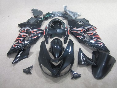Cheapest 2006-2007 Black White Red Flame Kawasaki ZX10R Motorbike Fairing Canada