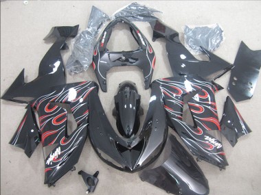 Cheapest 2006-2007 Black Red White Flame Ninja Kawasaki ZX10R Bike Fairings Canada