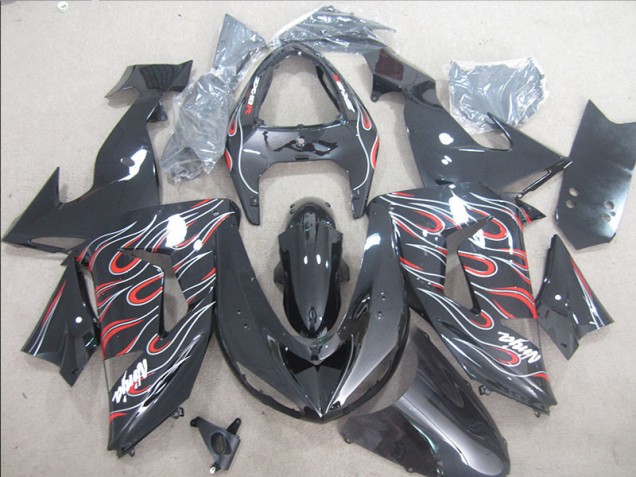 Cheapest 2006-2007 Black Red White Flame Ninja Kawasaki ZX10R Bike Fairings Canada Cheapest 2006-2007 Black Red White Flame Ninja Kawasaki ZX10R Bike Fairings Canada