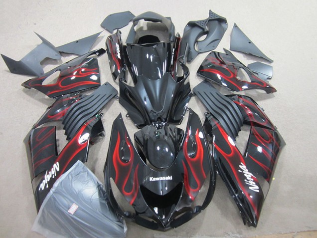 Cheapest 2006-2011 Black Red Flame Ninja Kawasaki ZX14R ZZR1400 Motorcyle Fairings Canada