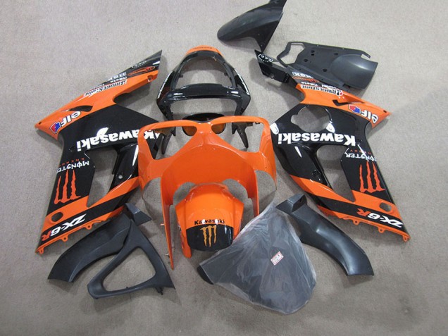 Cheapest 2003-2004 Black Orange Monster Kawasaki ZX6R Motorbike Fairings Canada Cheapest 2003-2004 Black Orange Monster Kawasaki ZX6R Motorbike Fairings Canada