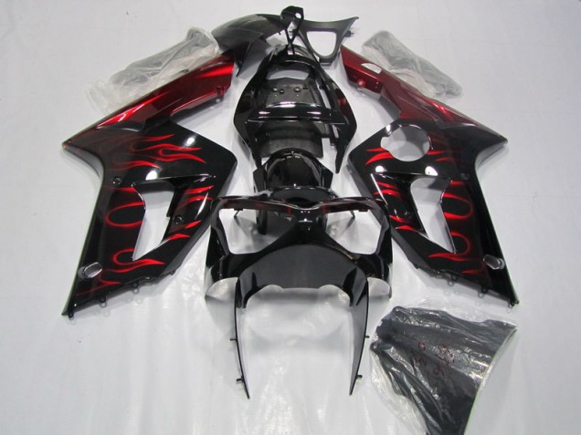 Cheapest 2003-2004 Black Red Flame Kawasaki ZX6R Motorcycle Fairing Canada
