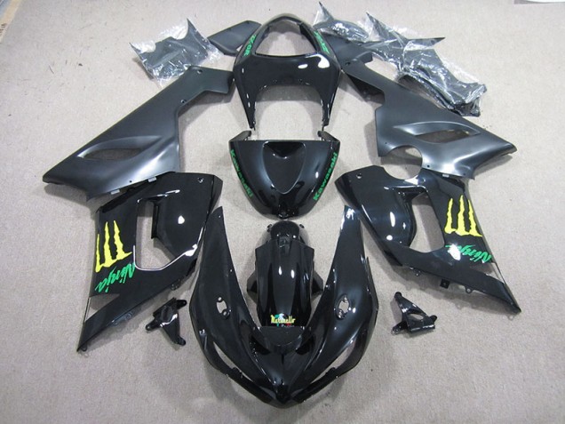 Cheapest 2005-2006 Black Green Ninja Kawasaki ZX6R Motorcycle Fairing Kits Canada Cheapest 2005-2006 Black Green Ninja Kawasaki ZX6R Motorcycle Fairing Kits Canada