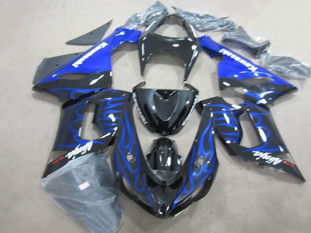 Cheapest 2005-2006 Black Blue Flame Ninja 636 Kawasaki ZX6R Motorcycle Fairings Kits Canada