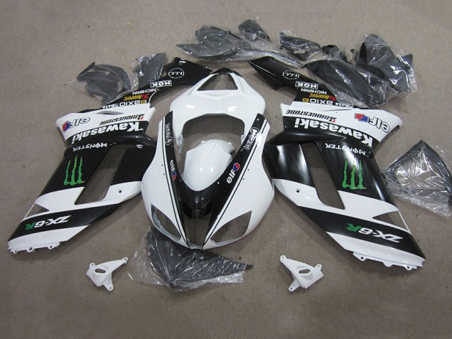 Cheapest 2007-2008 Black White Monster Kawasaki ZX6R Replacement Motorcycle Fairings Canada