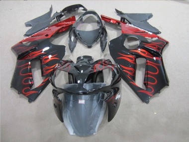 Cheapest 2007-2008 Black Red Flame Kawasaki ZX6R Replacement Fairings Canada