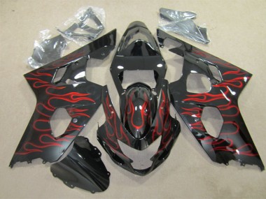 Cheapest 2004-2005 Black Red Flame Suzuki GSXR600 Replacement Fairings Canada