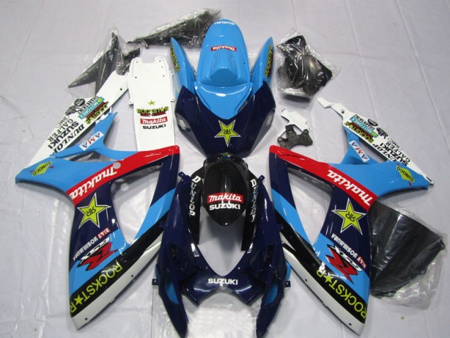 Cheapest 2006-2007 Blue White Rockstar Makita Suzuki GSXR600 Motor Bike Fairings Canada Cheapest 2006-2007 Blue White Rockstar Makita Suzuki GSXR600 Motor Bike Fairings Canada