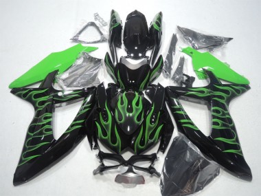 Cheapest 2008-2010 Black Green Flame Suzuki GSXR600 Bike Fairings Canada