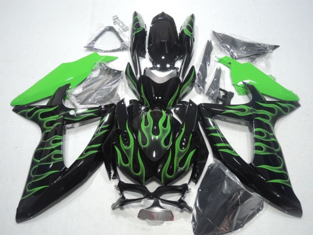 Cheapest 2008-2010 Black Green Flame Suzuki GSXR600 Bike Fairings Canada Cheapest 2008-2010 Black Green Flame Suzuki GSXR600 Bike Fairings Canada