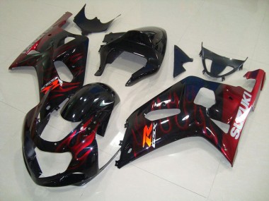 Cheapest 2001-2003 Black Red Flame Suzuki GSXR750 Bike Fairing Kit Canada