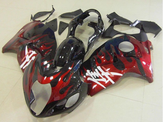 Cheapest 1996-2007 Black Red Flame Suzuki GSXR1300 Hayabusa Bike Fairings Canada