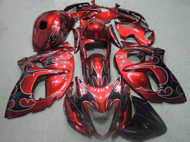 Cheapest 1996-2007 Red with Black Flame Suzuki GSXR1300 Hayabusa Motorcycle Fairings Kits Canada