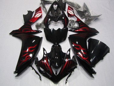 Cheapest 2007-2008 Black Red Flame Yamaha YZF R1 Motorcycle Fairings Canada