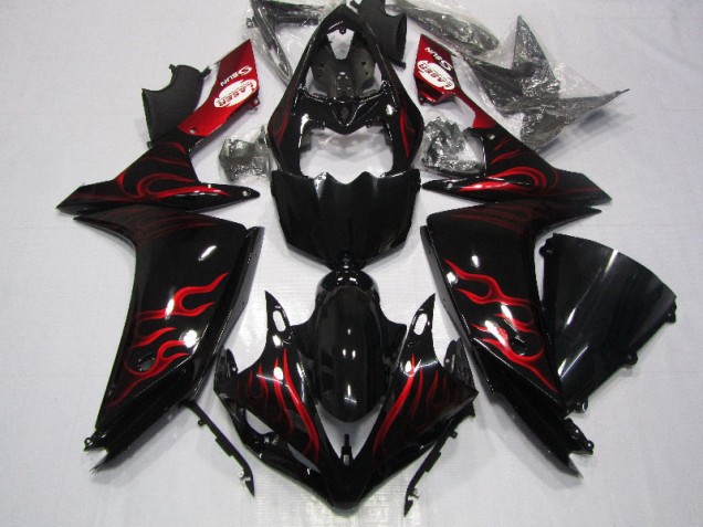 Cheapest 2007-2008 Black Red Flame Yamaha YZF R1 Motorcycle Fairings Canada